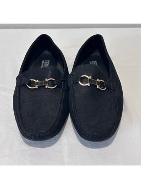 Terroni Italian mens black loafers with metal detail size 12 Comfort Dress
